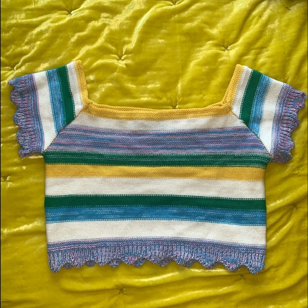 Multicolor Knit Cropped Top